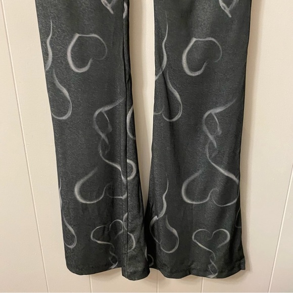 NWT NGOrder New Girl Smokey Heart Flares Mesh Pants Tie Waist Patterned Trendt - Picture 8 of 13